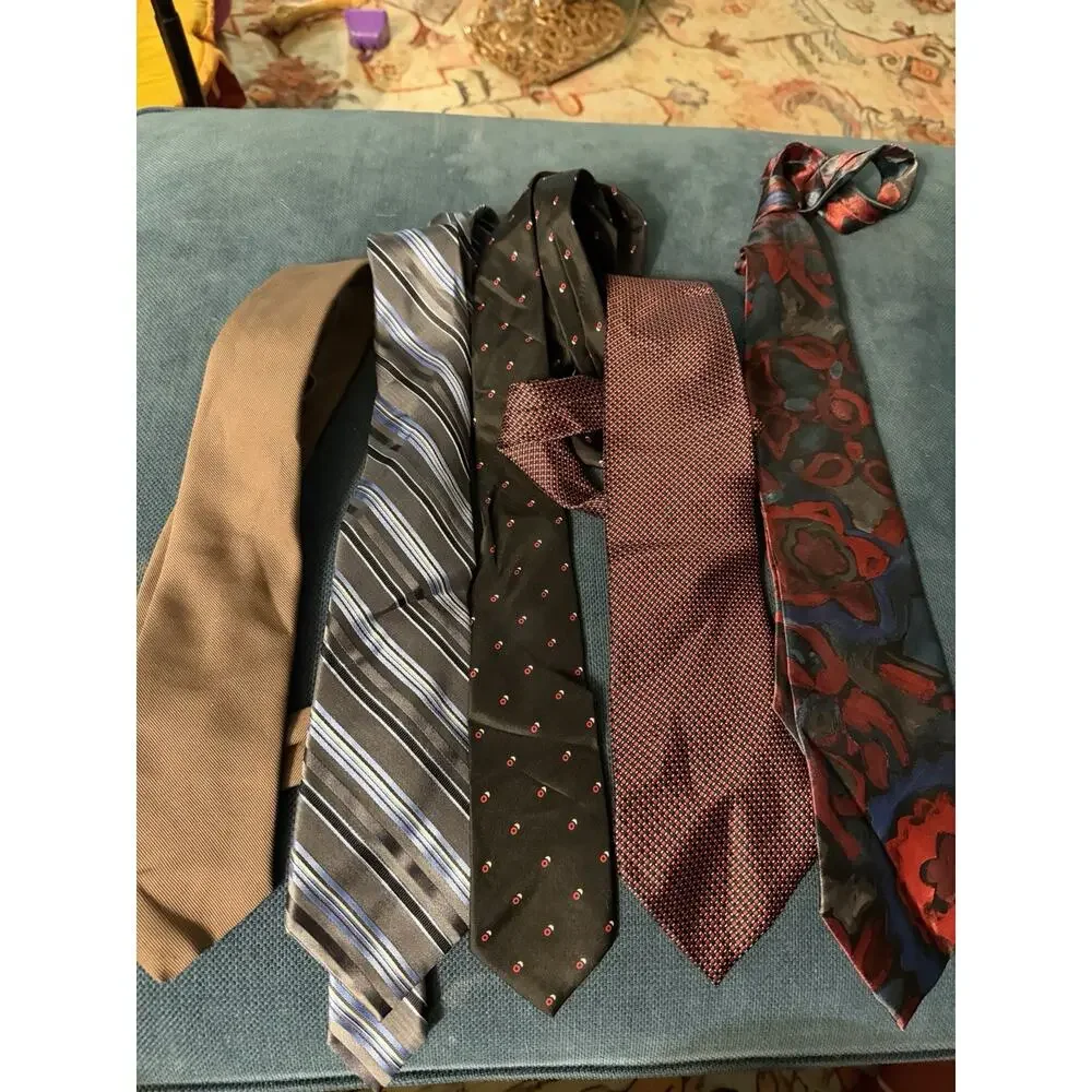 Vintage 60s Thru Y2k Necktie Lot of 60 Silk, Cotton, Fat, Poly, Abstract, Stripe